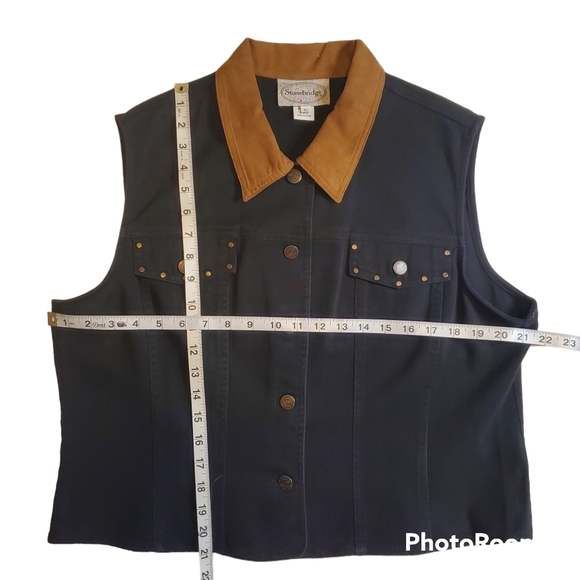 Vintage 90s Women Black Denim Vest XL - Picture 3 of 4